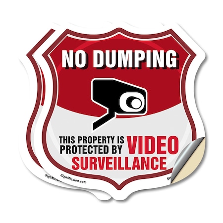 Signmission No Dumping Shield Sign This Property Is, 4 inch X 4 inch, Vinyl Decal, 2PK SHI-D-2PACK-4-393