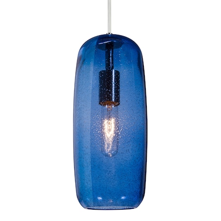 Besa Lighting Besa Pinot 13 Pendant, Blue Bubble, Satin Nickel Finish, 1x 60W MAX E26 Base 1JT-PINOT13BL-SN