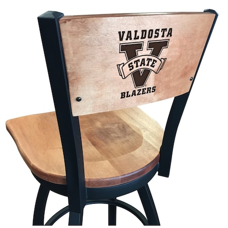 Holland Bar Stool Co 30" Blk Wrinkle Valdosta State Swivel Bar Stool, Laser Engraved Back L03830BWMedMplAValdStMedMpl