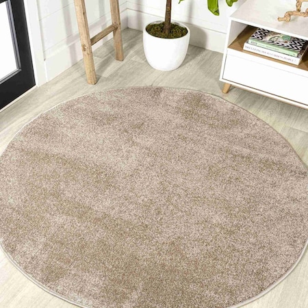 Jonathan Y Haze Solid Low-Pile Beige 5 ft Round Area Rug SEU100G-5R