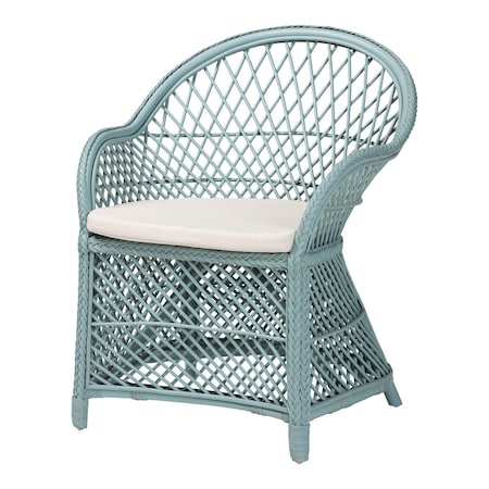 Bali & Pari Casilda Bohemian Light Blue Braided Rattan Arm Chair 250-13869-ZORO