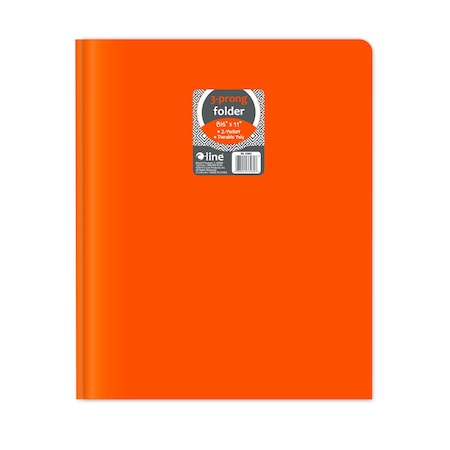 C-Line Products 8-1/2" x 11" Orange Two-Pocket Heavyweight Poly Portfolio Folder with Prongs, 25EA/BX, 6BX/CT 33962-BX