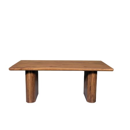 Homeroots 82" Brown Wood Double Pedestal Base Dining Table 661256