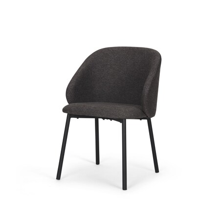 Homeroots Gray and Black Fabric and Wood Dining Side Chair 605668