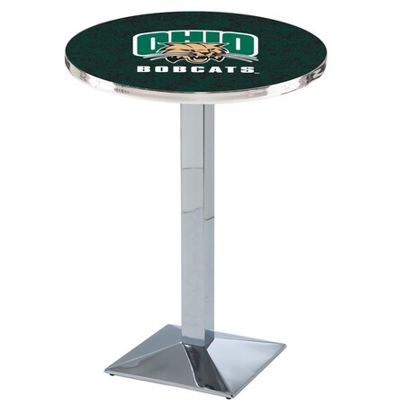 Holland Bar Stool Co 42" Chrome Ohio University Pub Table, 36" dia. Top L217C4236UnivOH