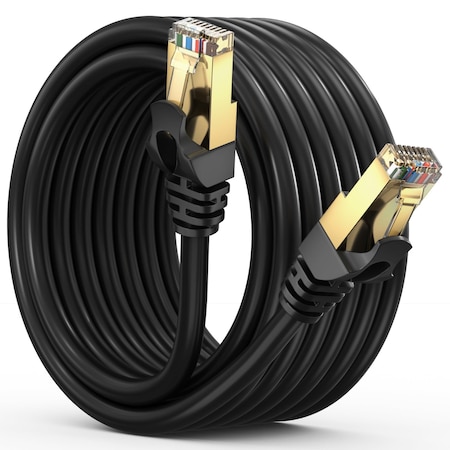 Maximm 12ft Flat Cat7 SFTP Shielded Ethernet Cable, Black CAT712FTBlack1
