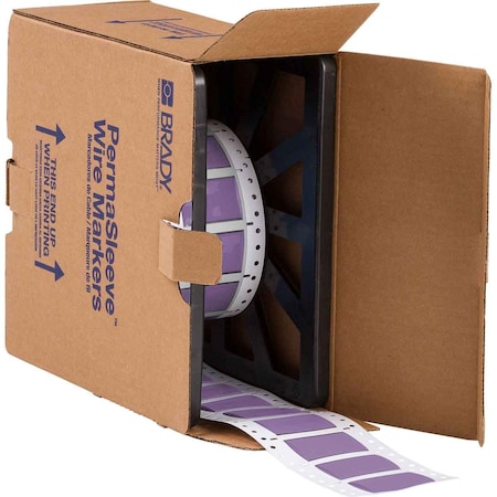 Brady PermaSleeve HX Heat Shrink Double Sided Wire Marking Sleeves, Violet, 0.75 in. Dia x 2 in. W 2HX-750-2-VT