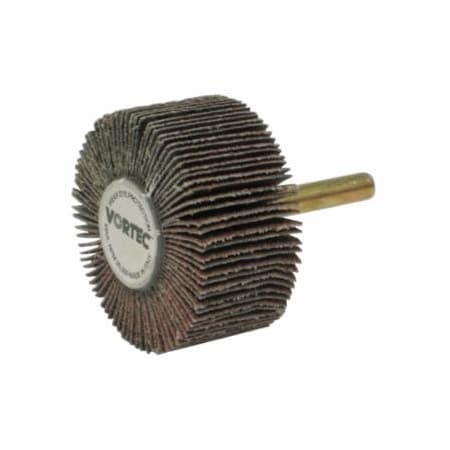 Weiler Wolverine Mounted Flap Wheel, Unthreaded, 1/4 in dia Stem x 2 in dia x 1 in W, 120 Grit, 25000, 10PK 804-30725