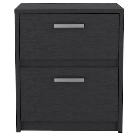 Homeroots 19" Black Wood Two Drawer Nightstand 526154