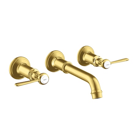 Axor Montreux Wall-Mounted Widespread Faucet Trim with Lever Handles, 1.2 GPM in Brushed Gold Optic 16534251