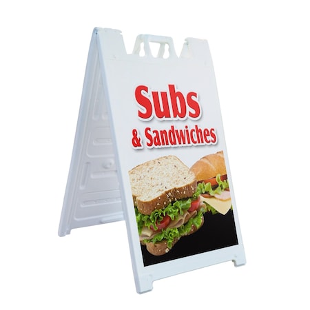Signmission Subs & Sandwiches, A-Frame & 2 Decals Installed, Heavy-Duty Plastic Frame SBHD-D-2436-Subs & Sandwiches