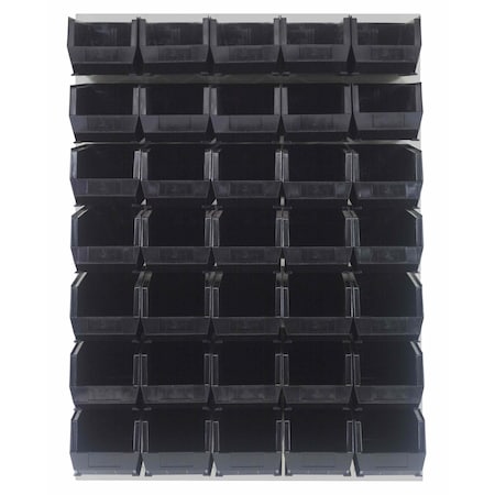 Quantum Storage Systems 48X61 HC LOUVERED PANEL W/35 BINS BLACK QLP-4861HC-240-35BK