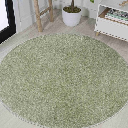 Jonathan Y Haze Solid Low-Pile Green 8 ft Round Area Rug SEU100O-8R