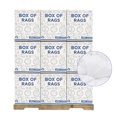 Supremeplus New White Knit T-Shirt Cleaning Rags, 675 lbs. Pallet, 27x 25 lbs. Boxes, 27PK SP-1339