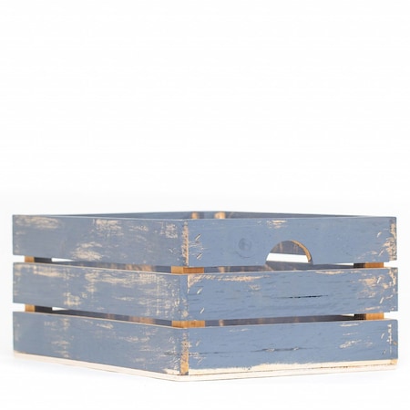 Homeroots 15" Organic Charcoal and Natural Distressed Wood Stacking Milk Crate 471946