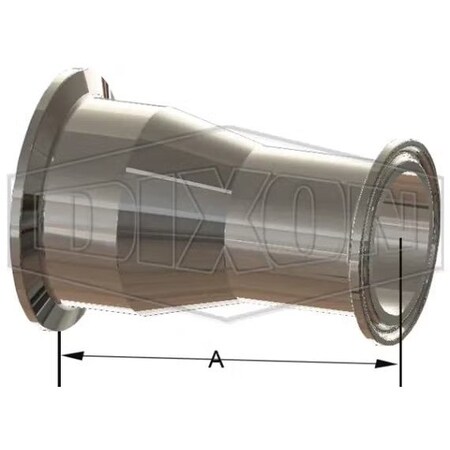 Dixon BioPharm Concentric Reducer, 1-1/2 x 3/4 in, Clamp, 316L SS, Domestic T3114MP150075PM