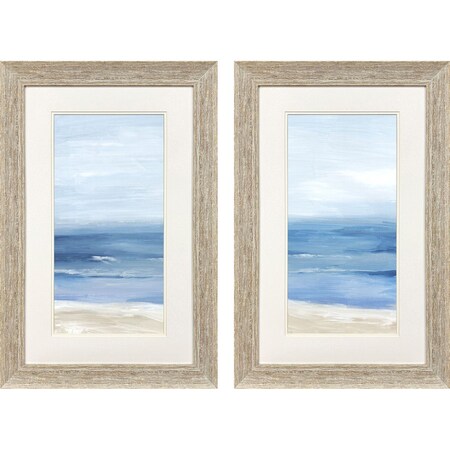 Homeroots Set Of Two Beach Landscape Distressed White Framed Wall Art, 2PK 653904