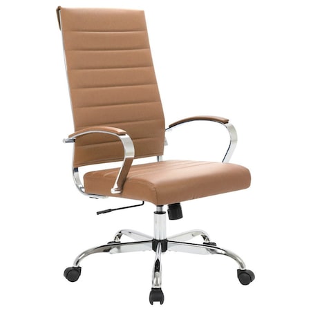 Leisuremod Benmar High-Back Leather Office Chair, Brown BOT19BRL