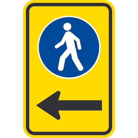 Lyle Pedestrian graphic with left arrow, 12x18, Diamond Grade, White G-2939-DG_12x18