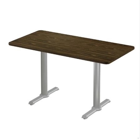 Correll Rectangle Cafe Table W/ T-Base, 48 in W, 30 in L, 29 in H, Particleboard Top, Walnut STT3048-01-98-01