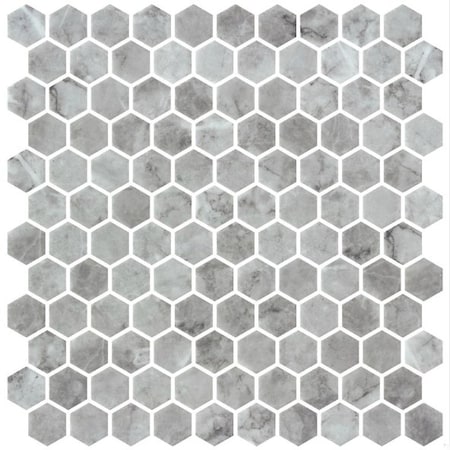Andova Tiles SAMPLE-Vargal 1-in. Honeycomb Marble Look Recycled Glass Hexagon Wall & Floor Mosaic Tile SAM-ANDVAR1299