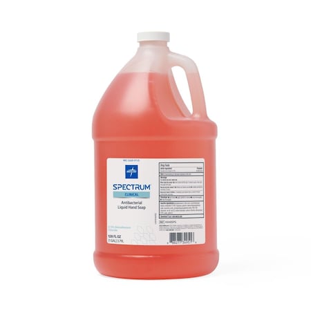 Medline Spectrum Clinical Antibacterial Liquid Hand Soap w 0.13% BZK, Clean Scent, 1-gal. Pour Bottle, 4PK HHABSPG