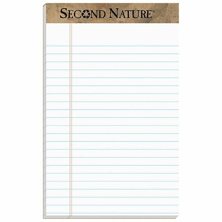 Tops 74830 Second Nature Recycled Note Pads Lgl/Margin Rule 5x8 White 50-Sheet Dz 74830