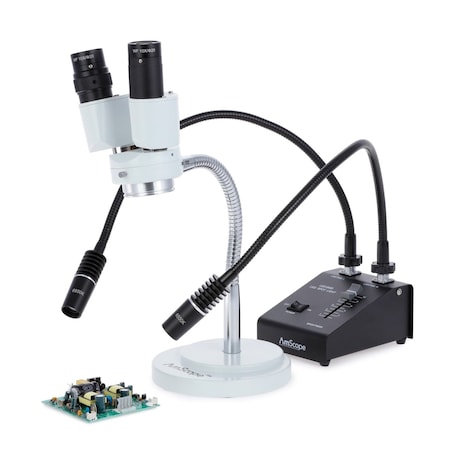 Amscope SE508 Compact Binocular Stereo Microscope 8X on Gooseneck Stand w/6W LED Dual-Gooseneck Light + 5MP SE508-L6W-E5