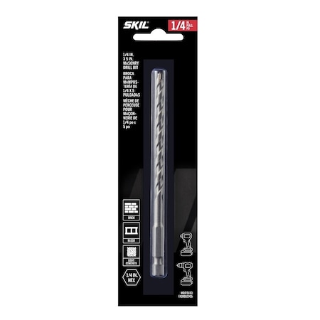 Skil Masonry Drill Bit, 1/4 in Dia, 5 in OAL, Dual Flute, 2-Flute, 1/4 in Dia Shank, Hex Shank MDB5103
