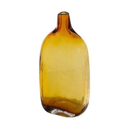 Homeroots 12" Amber Bud Glass Decorative Bottle 565449