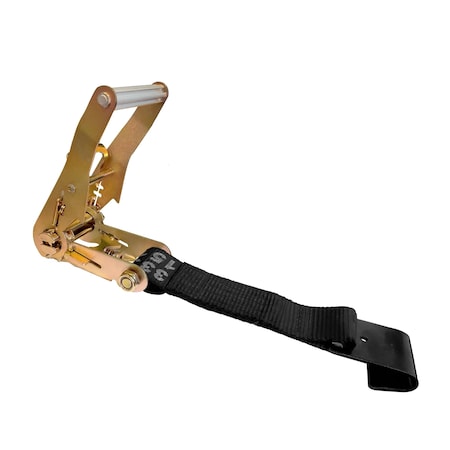 Tie 4 Safe 2'' x 12'' Fixed End w/ Ratchet and Flat Hook. WLL: 3,333 LBS Black RT04CK-501S-MH11-BLK-C-1