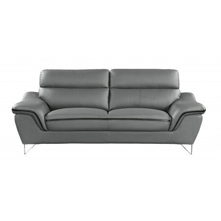 Homeroots 69in Gray And Silver Faux Leather Love Seat 329500