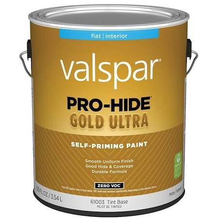 Valspar Pro-Hide Gold Ultra 6100 Latex Paint, Acrylic Base, Flat Sheen, Tint White, 1 gal 028.0061003.007
