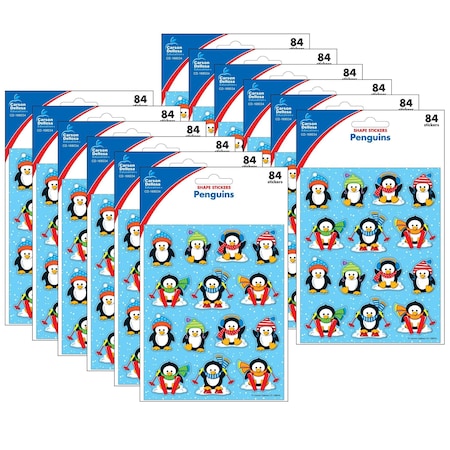 Carson Dellosa Penguins Shape Stickers, 84 Stickers Per Set, 12PK 168034
