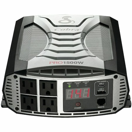 Cobra Power Inverter, Modified Sine Wave, 3,000 W Peak, 1,500 W Continuous, 6 Outlets CPI1500W