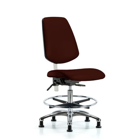 Clean Room Chair Vin Med Ben Chair,Med,Bk,Burg,CL100, No Arms, 22" to 29" Height, Vinyl, Burgundy