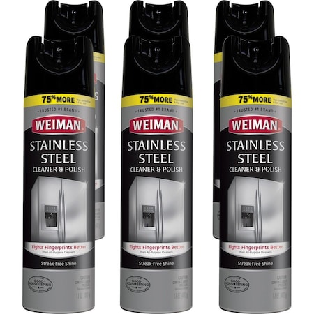Weiman Stainless Steel Cleaner and Polish, 17 oz Aerosol, PK6 49CT