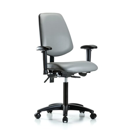 Blue Ridge Ergonomics Vinyl Chair, Vinyl, Adjustable Arms BR-VMBCH-MB-RG-T0-A1-NF-RC-8840