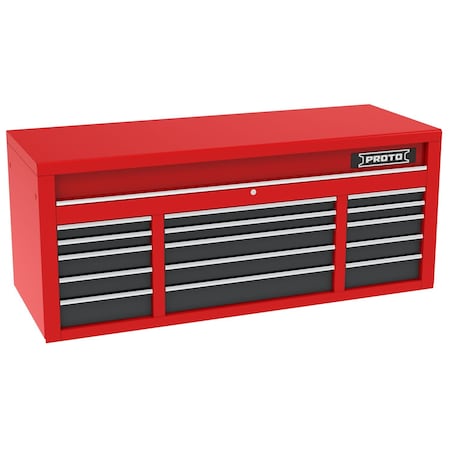 Proto 550 Series Top Chest, 15 Drawer, Red/Gray, 67 in W x 25-1/4 in D x 27 in H J556727B-15SG