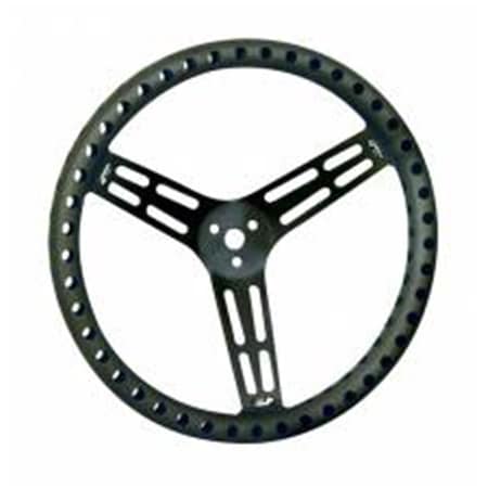 Longacre 52-56838 15 in. Ultra Lightweight Uncoated Black Aluminum Steering Wheel - Drilled LON52-56838