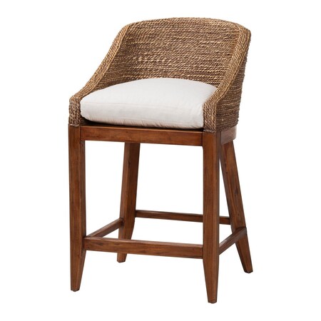 Bali & Pari Jasper Woven Seagrass Counter Stool, Brown Wash 265-14534-ZORO