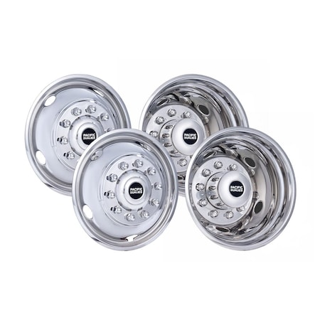 Pacific Dual Fits 19-1/2", 10 Lug Wheel, Polished, Stainless Steel, Includes 2 Front And 2 Rear Simulators 43-1950