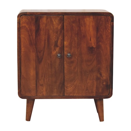 Homeroots 26in Brown Solid Wood Accent Cabinet With Two Doors 654285