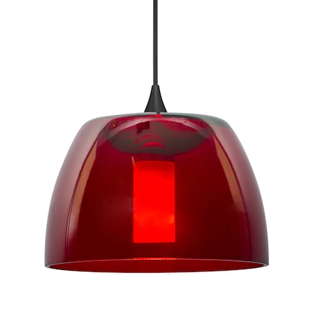 Besa Lighting Besa Spur Pendant, Red, Black Finish, 1x 3W LED 1XT-SPURRD-LED-BK