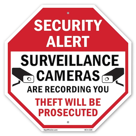 Signmission Security Alert Surveillance Cameras, 18 Inch X 18 Inch, Plastic Sign OC-P-18-328