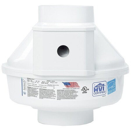 Fantech Radon Fan, Duct 4 1/2" dia, 10" W, 2533 RPM 95912