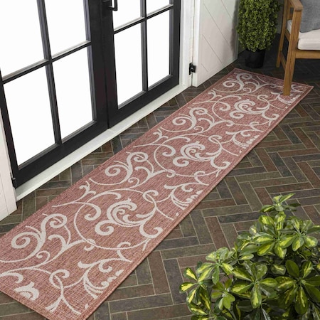 Jonathan Y Maribel Traditional Classic All-Over Scroll Salmon/Cream 2 ft. x 8 ft. Indoor/Outdoor Runner Rug TSN205A-28