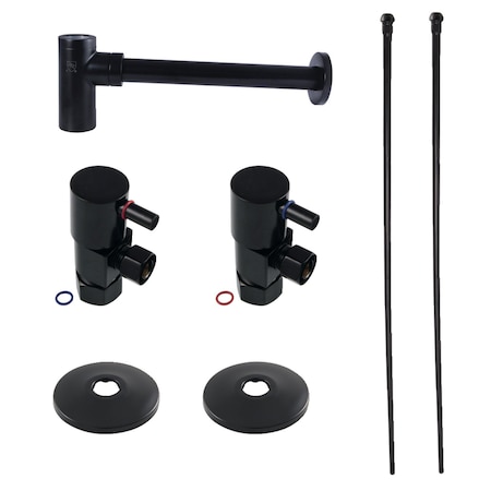 Kingston Brass Plumbing Sink Trim Kit with Bottle Trap, Matte Black CD53300DLLKB30