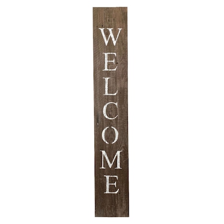 Homeroots 5ft Rustic Espresso Brown And White Front Porch Welcome Sign 384913