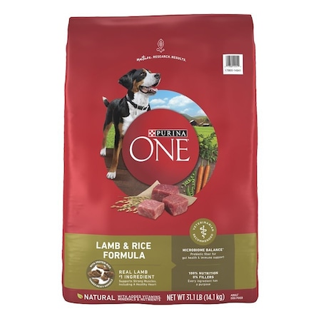 Purina One Purina SmartBlend 149419 Dog Food, Dry, Lamb, Rice Flavor, 31.1 lb 14941
